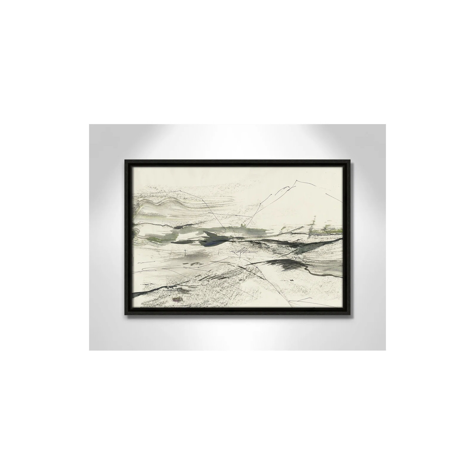 Green Sketches by PI Studio, No Mat, 13.5" H x 19.5" W x 2" D, Espresso Floater Framed