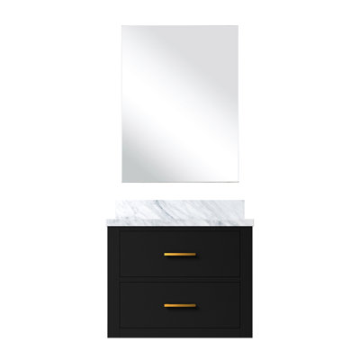 Meuble-lavabo noir en acrylique avec comptoir de 18 po Miroir - fermeture en douceur, bois massif, fabrication de panneaux remplis
