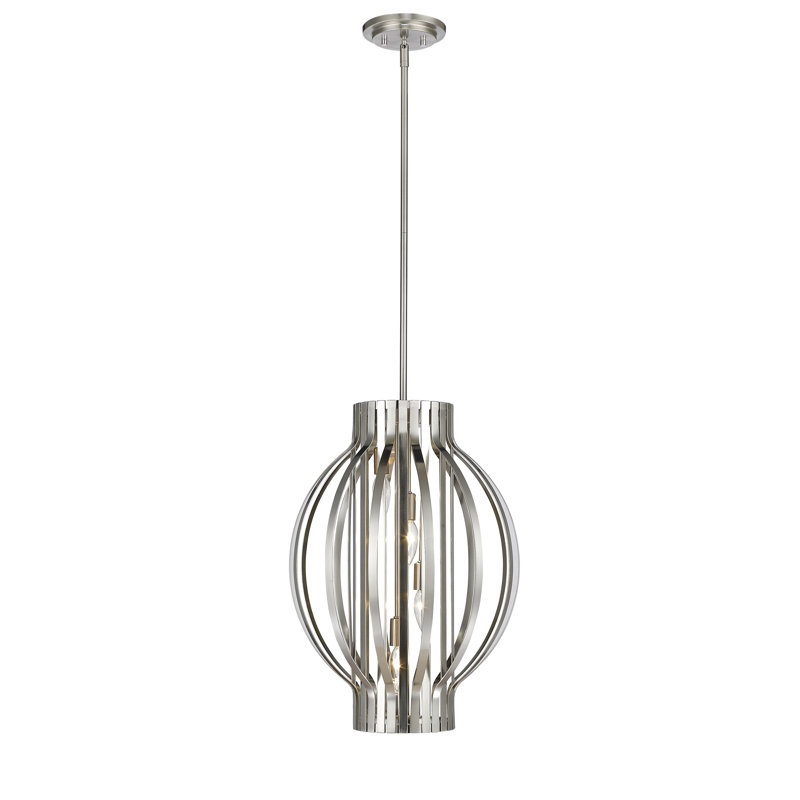 Lustre géométrique unique / remarquable à 4 lumières Trevion, Nickel brossé