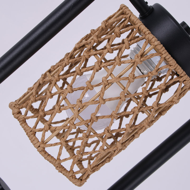 Lampe sur pied 63,98 "en rotin 3 lumières Boho Farmhouse