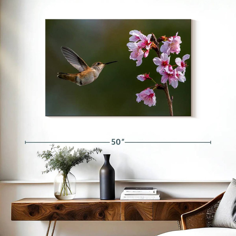 Brampt Cherry Blossom Hummingbird, 26" H x 39" W