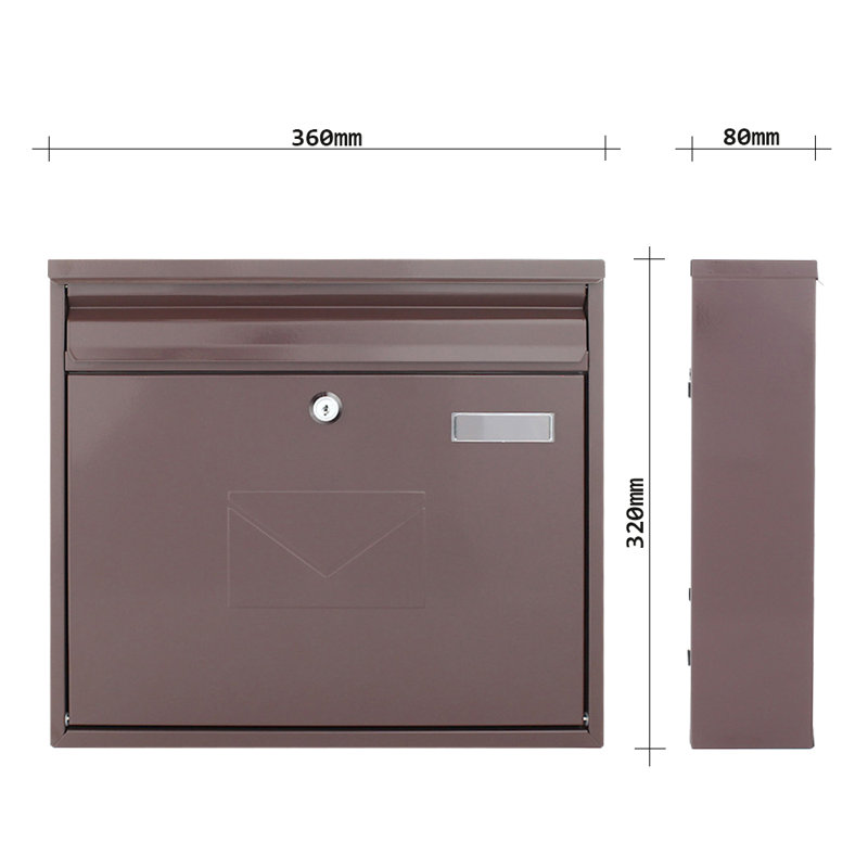 Bonnameade Steel Wall Mounted Letter Box, Brown