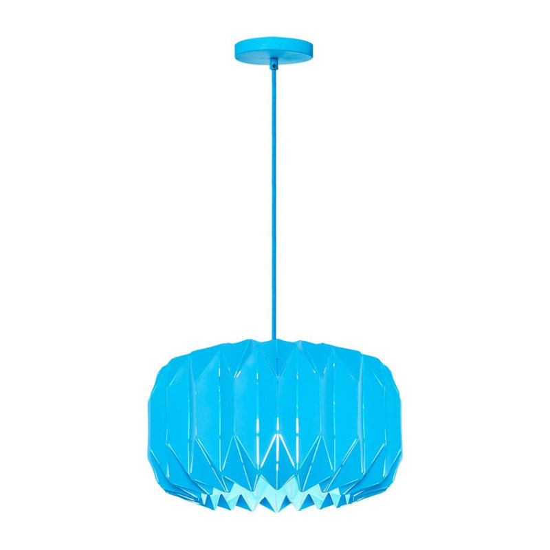Modern Blue Chandelier, 15.0 in Diameter x 47.2 in Height | Metal Body, 1 x E27 Socket (Bulb Not Included), Stylish Solid Color Design | Perfect for Living Room, Dining Room, or Bedroom Décor