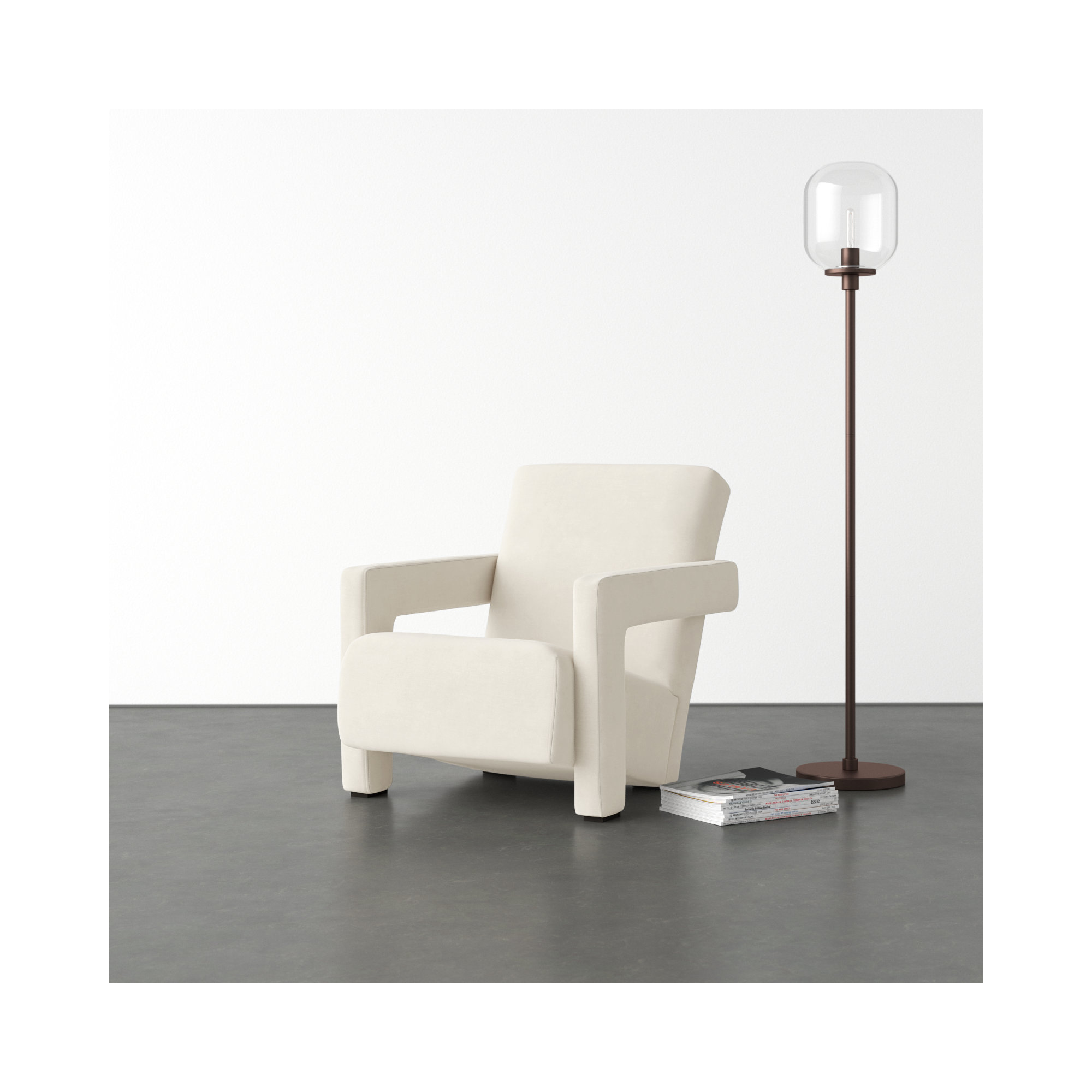 Olsen 27.3" W Velvet Armchair, Ivory Velvet