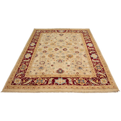 Tapis ivoire en laine noué à la main de conception unique 12 pi x 15 pi 6 po New Age