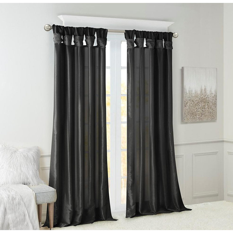 Rideau de rideau à rideaux Twist Tab, L 50 po x L 84 po, Noir