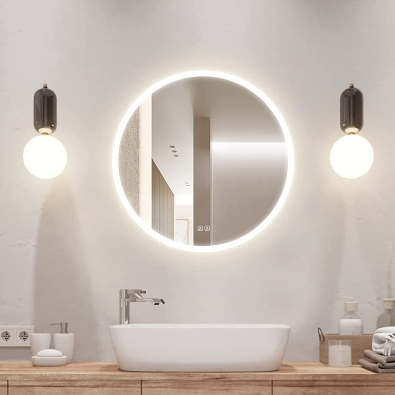 Miroir de salle de bain rond Naliyah, 32 po x 32 po