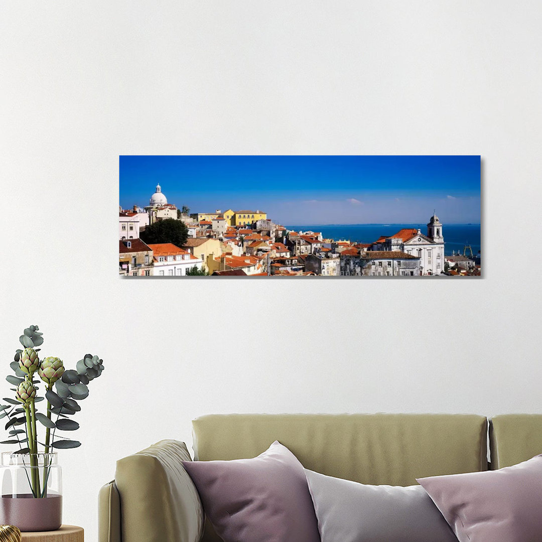 Coastal Cityscape, Alfama District, Lisbon, Portugal by Panoramic Images - Wrapped Canvas Panoramic Photograph