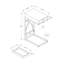 Table d'appoint, en forme de C, bout, côté, collation, tiroir de rangement, salon, chambre à coucher, stratifié brillant, métal, contemporain, moderne