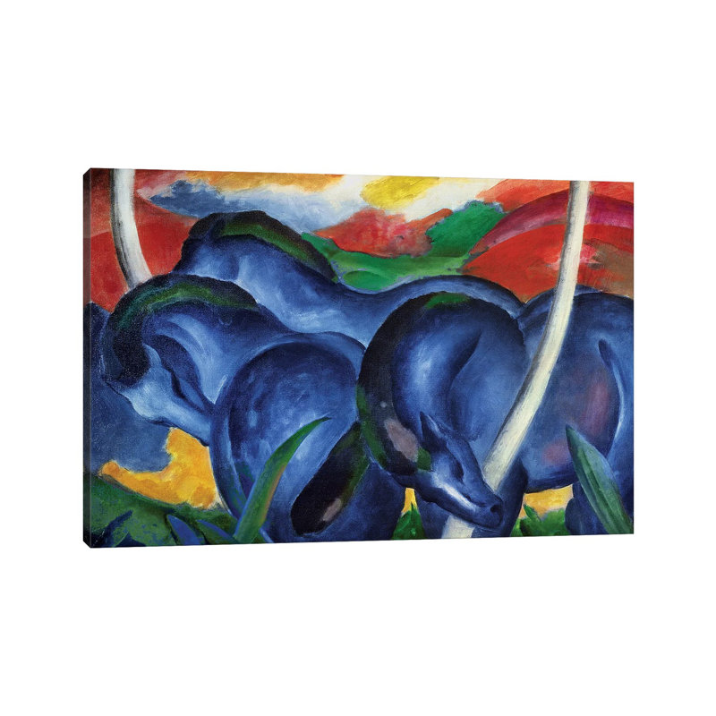 Big Blue Horses, 1911 1 Piece Wrapped Canvas Painting, 101.6 cm H x 66.04 cm W x 3.175 cm D
