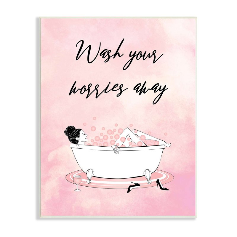 «Bubble Bath Glam Pink Bubbles», art textuel, Toile tendue, H 30 po x l 24 po x P 1,5 po