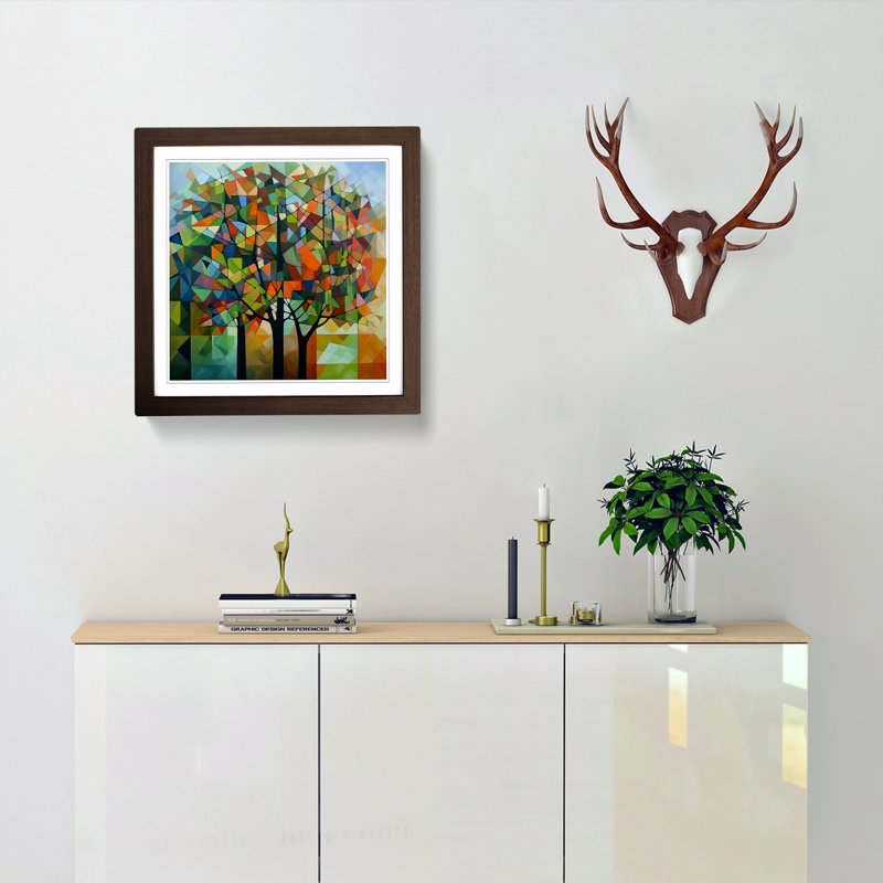 Tree Cubism - Framed Print, Walnut
