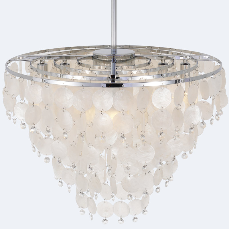 8 Light Dimmable Tiered Shell Chandelier