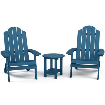 Bowlus Plastic Folding Adirondack Chair with Table by Rosecliff Heights