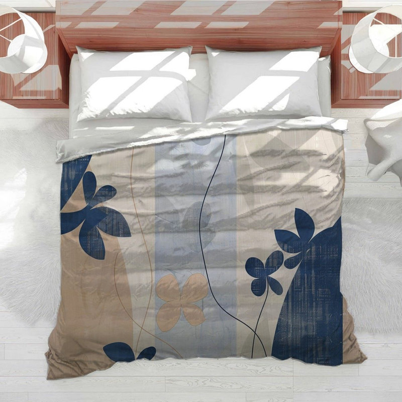 Literie en peluche à la mode, Édredon simple très long, Bleu / Brun clair / Beige