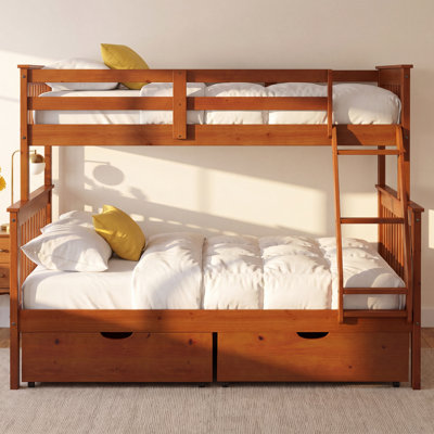 Delroy Twin over Full 2 Drawer Solid Wood Standard Bunk Bed