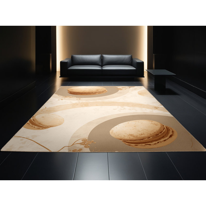 Tapis beige moelleux moelleux et moelleux de style Buschwick Macaron - reliure beige, 4 x 2
