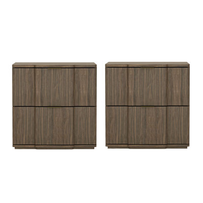 Clive 22" Mid-Century Modern 2-Drawer Nightstand in Walnut and Gold