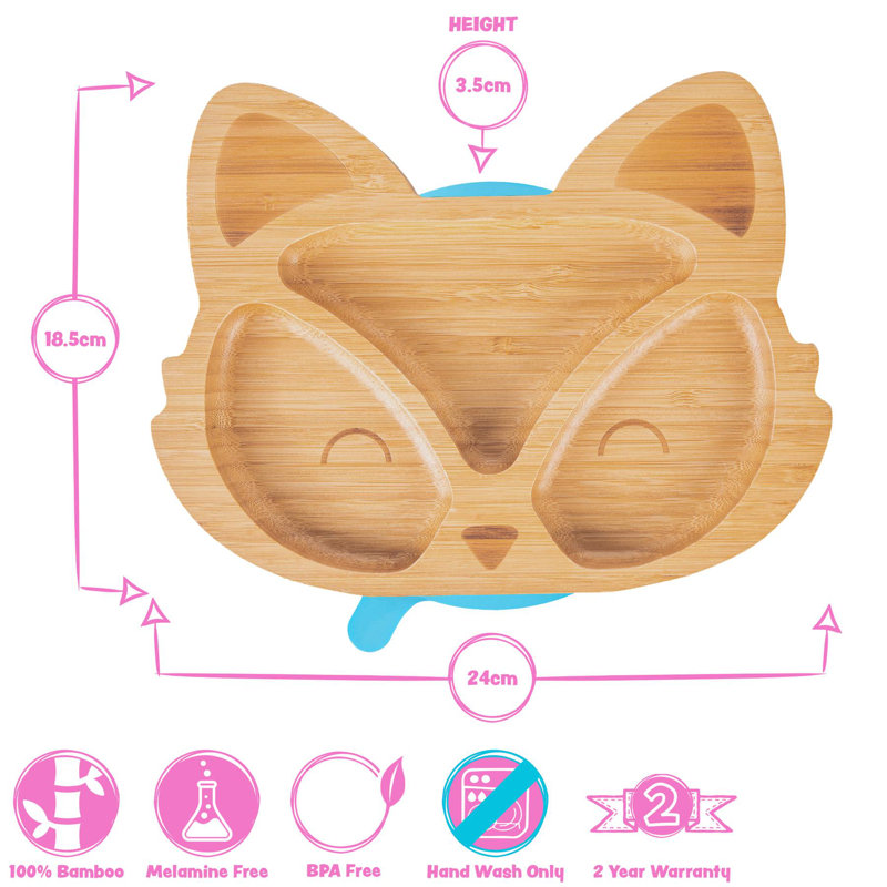 Tiny Dining - Fox Bamboo Suction Plate, Yellow