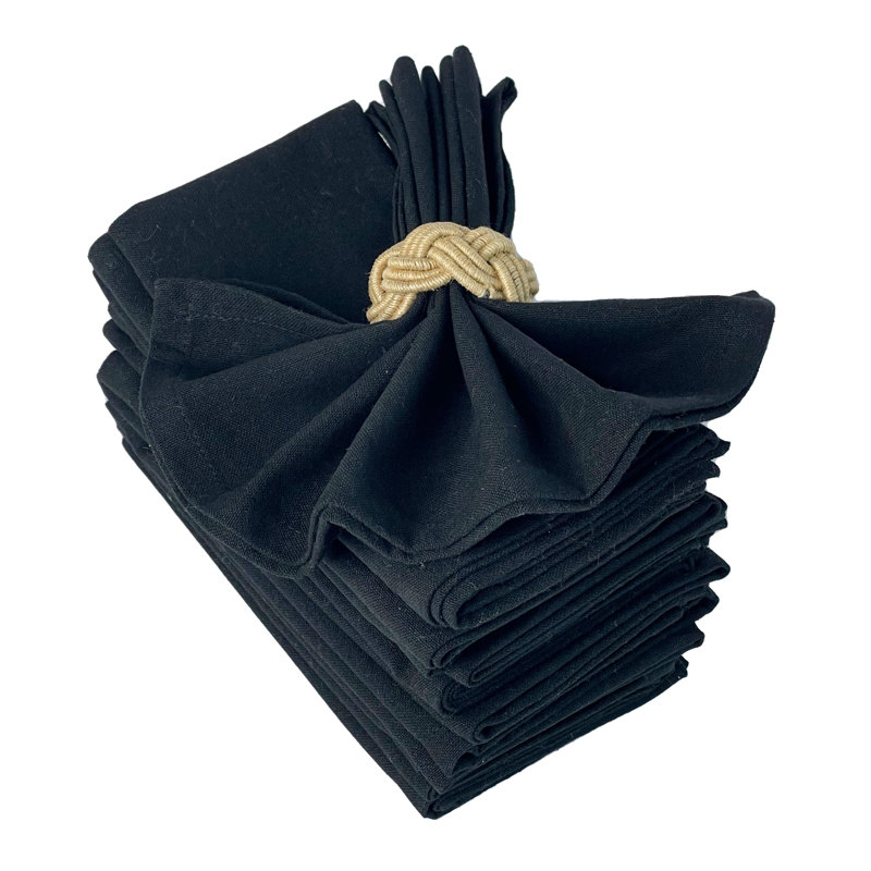 Cotton Solid Colour Square Napkin, Noir