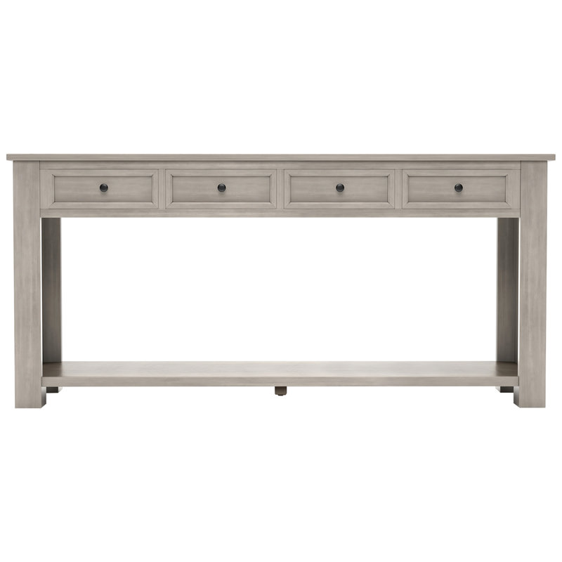 Console Table/Sofa Table With Storage Drawers And Bottom Shelf For Entryway Hallway, Gray Wash