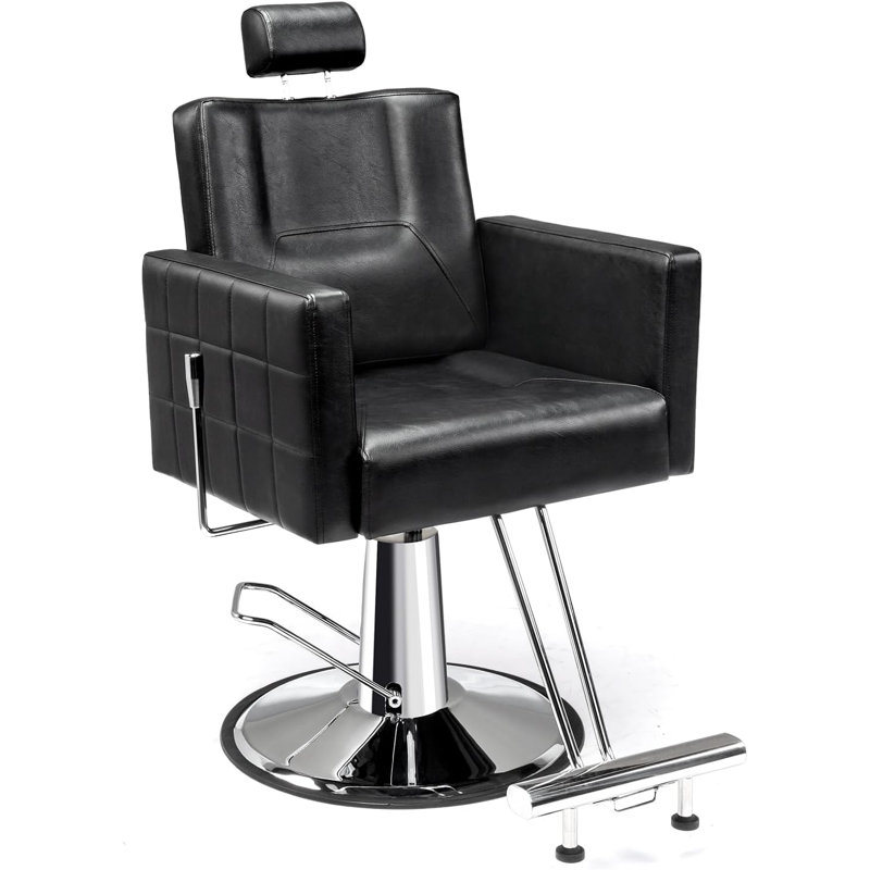 Fauteuil de coiffeur hydraulique, Similicuir noir