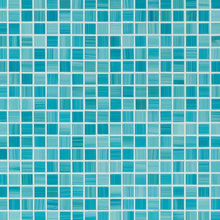 Hand Painted 12" x 12" Glass Grid Mosaic Tile