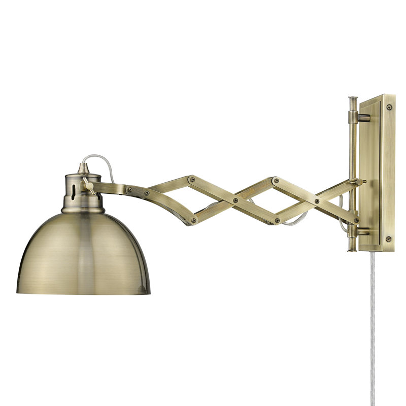 Joanie Steel Swing Arm Sconce, Aged Brass, Aged Brass