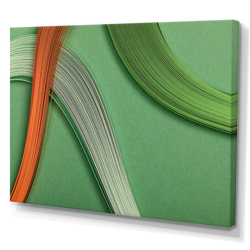 Jonction fractale verte et orange - décoration murale moderne en toile, H 8 po x l 12 po x P 1,5 po, Toile tendue