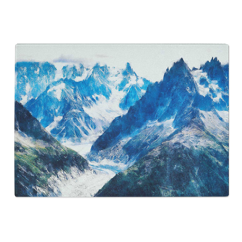 Tempered Glass Mountains in Lac Blanc Chamonix Chopping Board, 28.5 cm x 39 cm