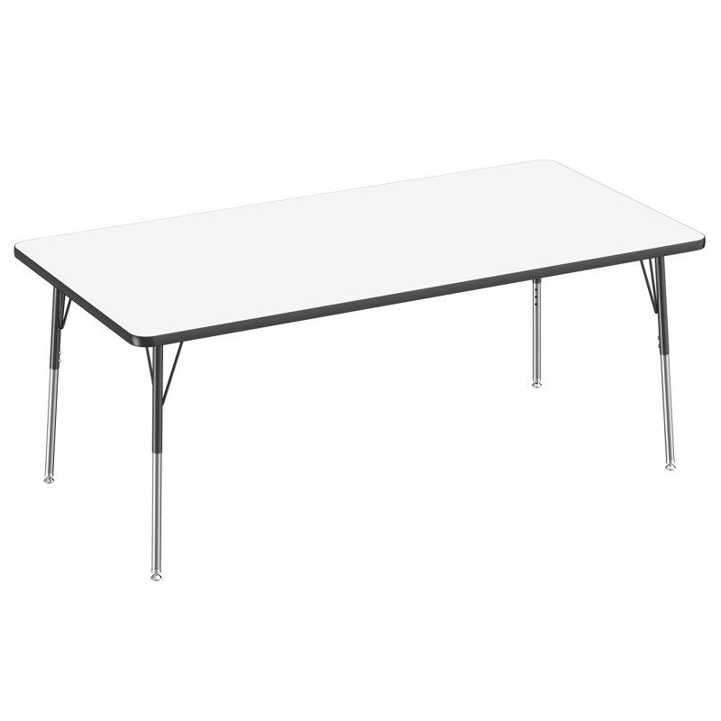 Table d'activités rectangulaire, 36" x 72", Tableau blanc / noir, Roulement pivotant standard