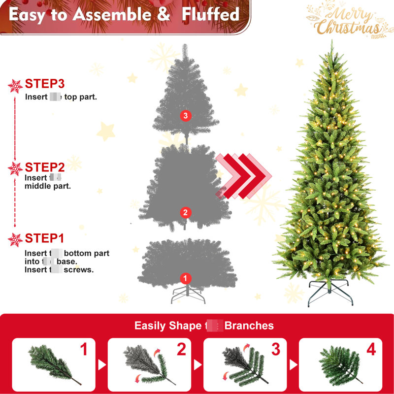 Arbre de Noël réaliste de 5 pi, 200 lumières à DEL blanc chaud, 610 pointes Pe +, structure à charnière pour les appartements