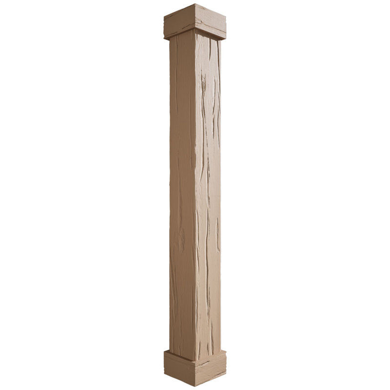 Enveloppe de colonne carrée Timberthane, H 108 po x l 10 po x P 10 po, Standard standard et base, Bois de rivière