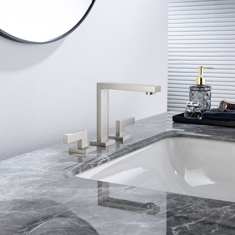 Robinet de salle de bain carré avec drain, Nickel brossé