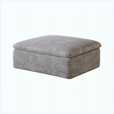 Grey Upholstered Ottoman, Versatile Footrest Stool & Extra Seating for Living Room Bedroom