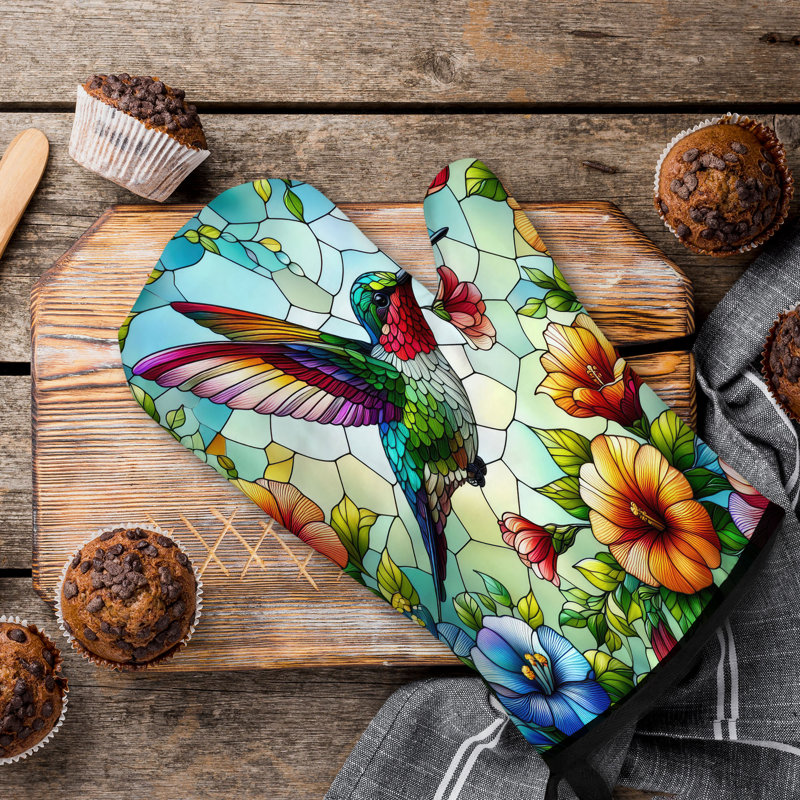 Fleur et oiseau en coton sergé