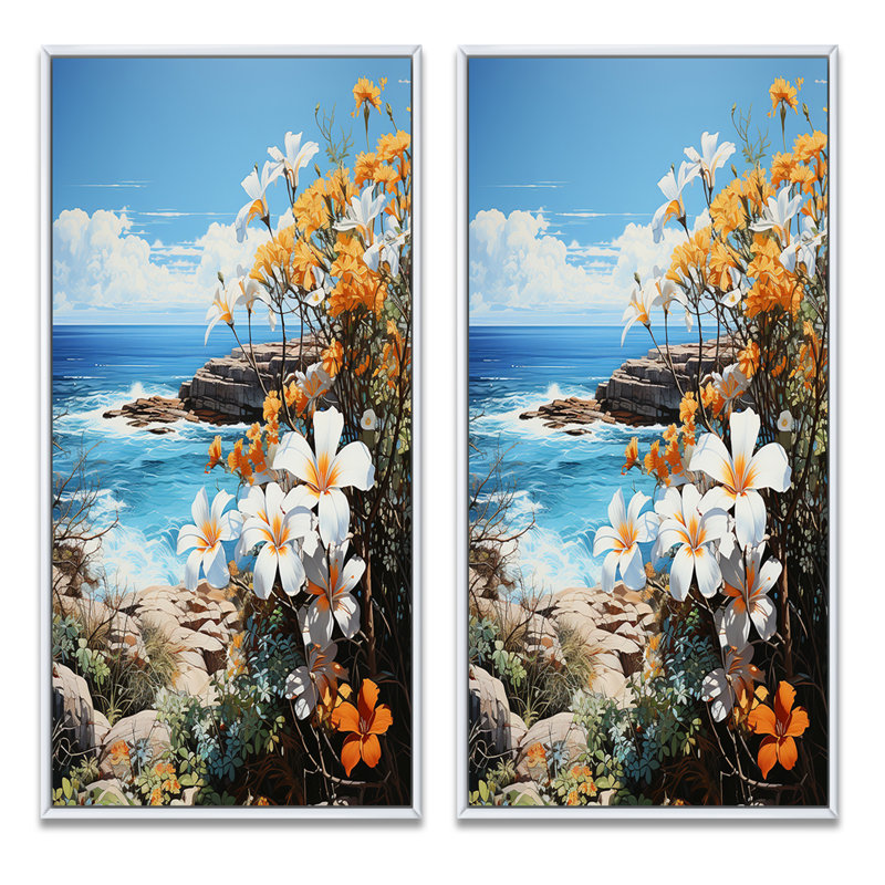 «Plumeria Flower Paradise», 2 pièces, Cadre blanc, H 32 po x l 32 po