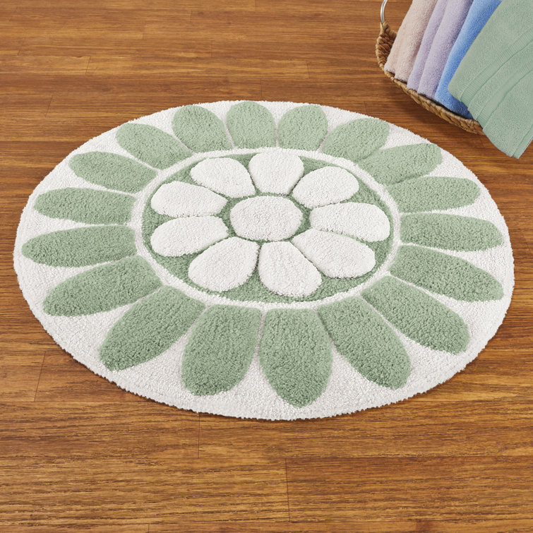 Blush and Beige Floral Bath Mat Anti-slip Microfiber Memory Foam