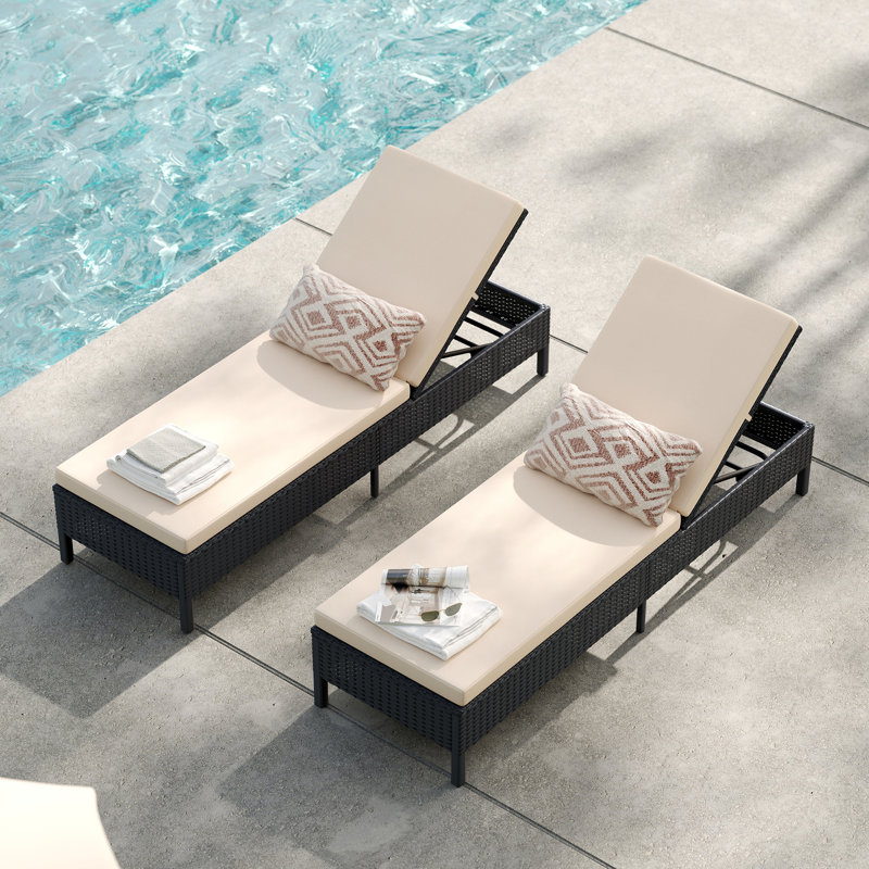 Outdoor Adjustable Sun Loungers Set Of Two