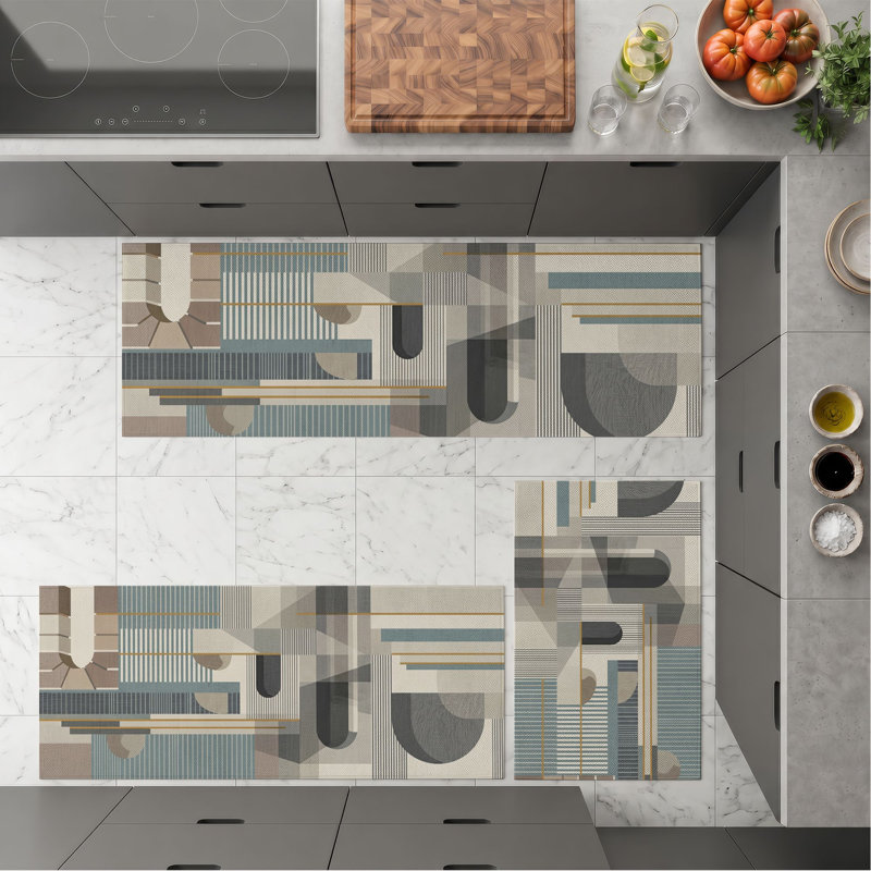 Tapis de cuisine géométriques abstraits et lavables antidérapants