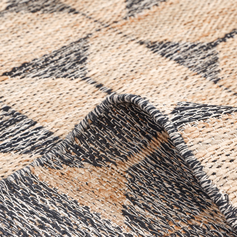 Geometric Area Rug in Light Brown/Black, Rectangle 3' x 5'