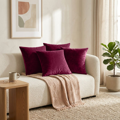 Plain Velvet Cushion Cover-(Pack of 4)