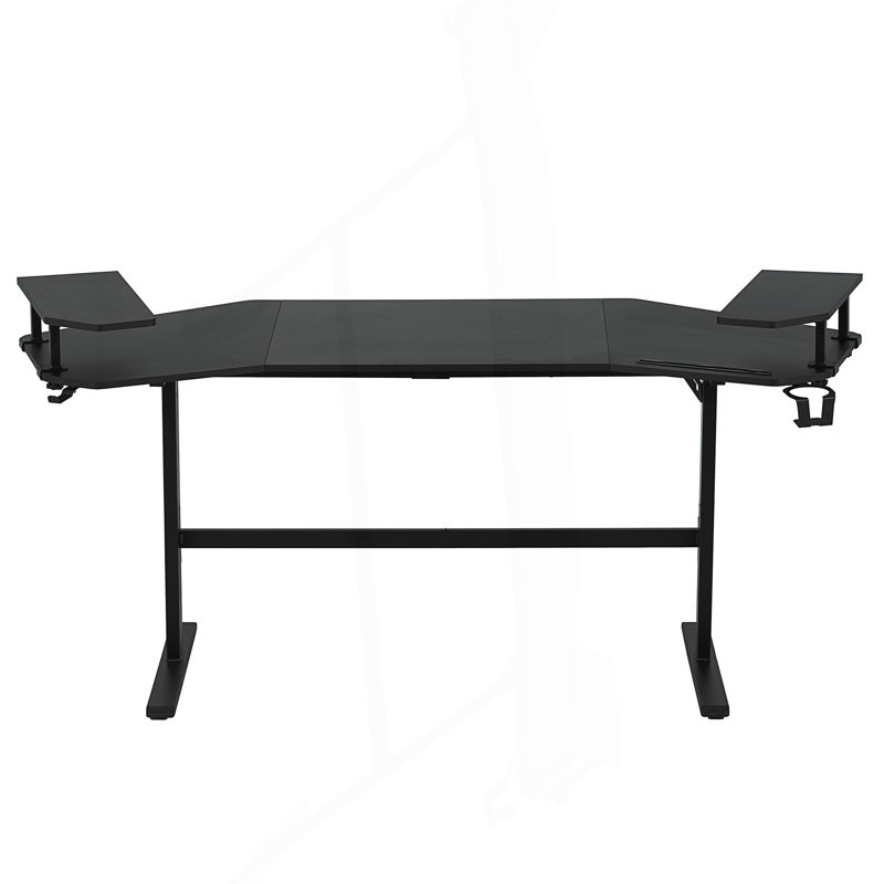 Bureau de jeu moderne avec tablettes et porte-accessoires, Black