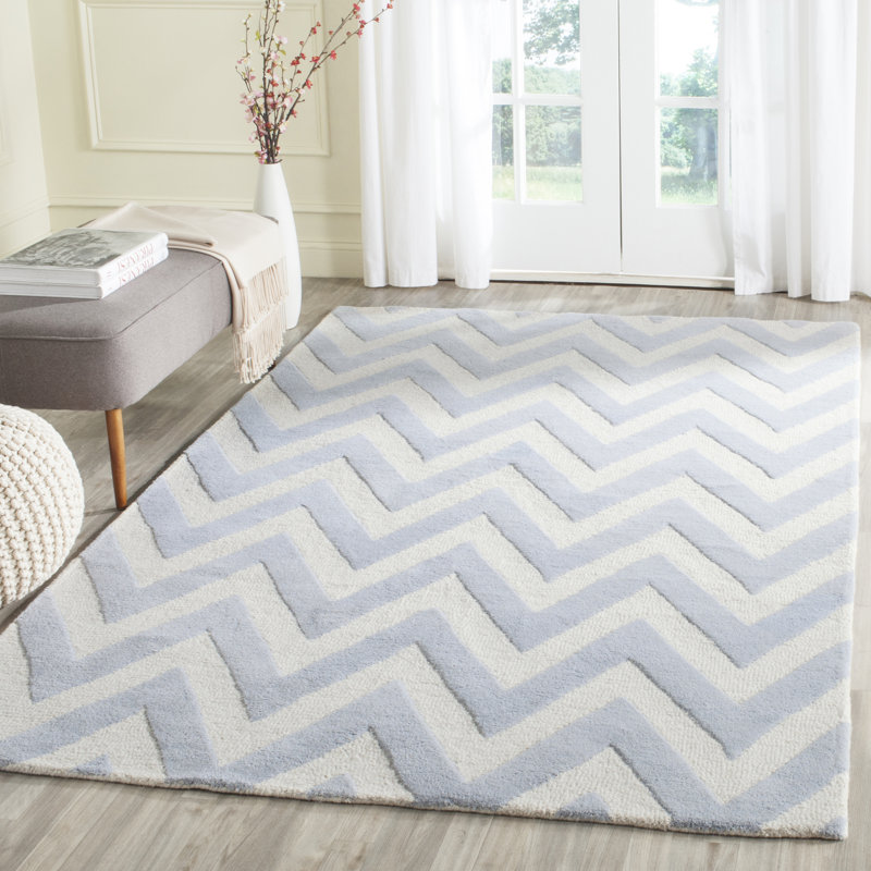 Sanyla Hand Tufted Wool Chevron Rug, Rectangle 5' x 7'
