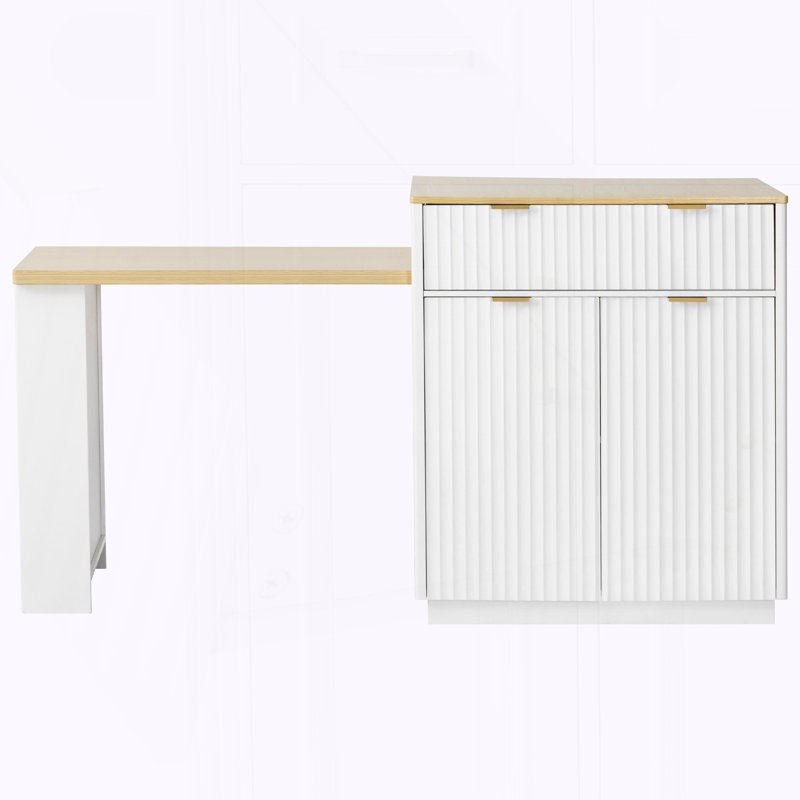 Kitchen Island with Extendable Dining Table for 4-6, White