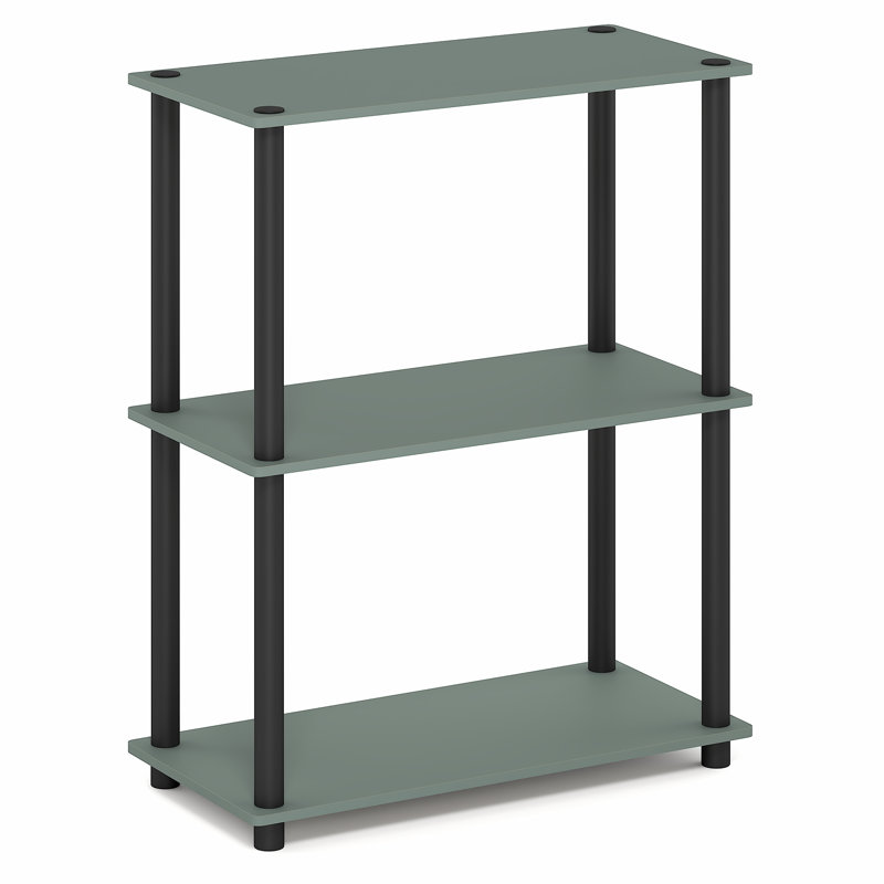 Étagère de rangement à 3 niveaux Furinno Turn-N-Tube Toolless, Vert sauge / noir