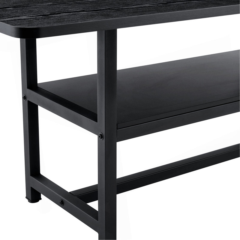 Table de salle à manger 71 po x 35,4 po avec plateforme de rangement 43,3 po x 19,7 po | Idée de cadeau, Noir