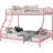 Twin Over Full Heavy-Duty Metal Bunk Bed with Arched Guardrail & Ladder, Steel Slats Support, Space-Saving, No Box Spring Needed-144489559