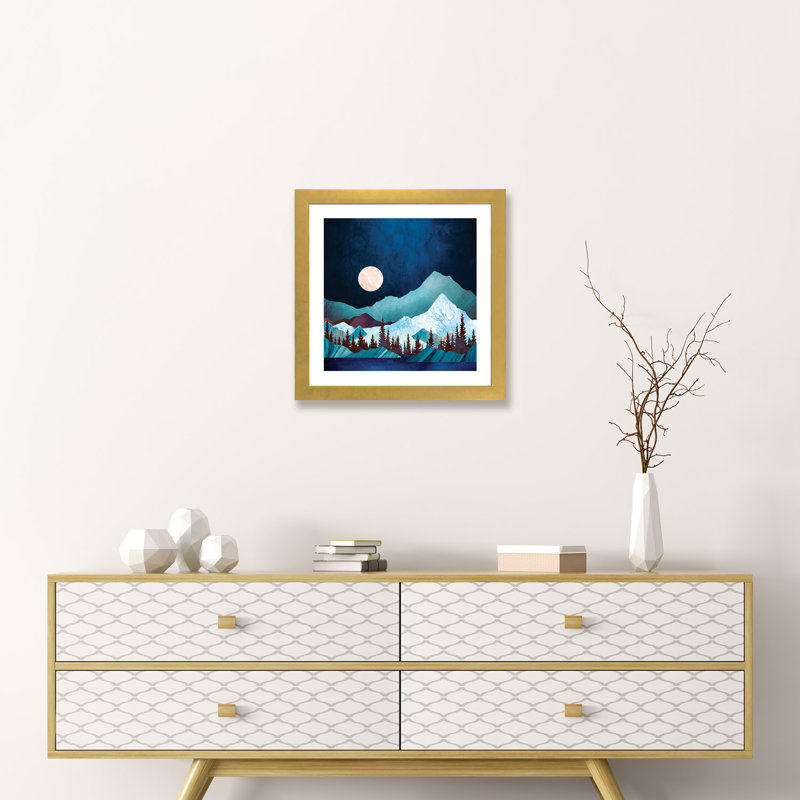 Moon Bay - imprimé, Encadré en papier doré, H 16 po x l 16 po x p 1 po