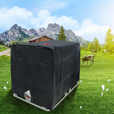 Housse de sac fourre-tout noir IBC, couvercle de réservoir d'eau extérieur imperméable 1000L en tissu Oxford, housse de protection résistante aux rayons UV pour le jardin, la ferme et l'industrie, L 47 po x l 39 po x H 46 po